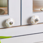 Textured Ceramic Door Knob White Set Of 6 Nestasia