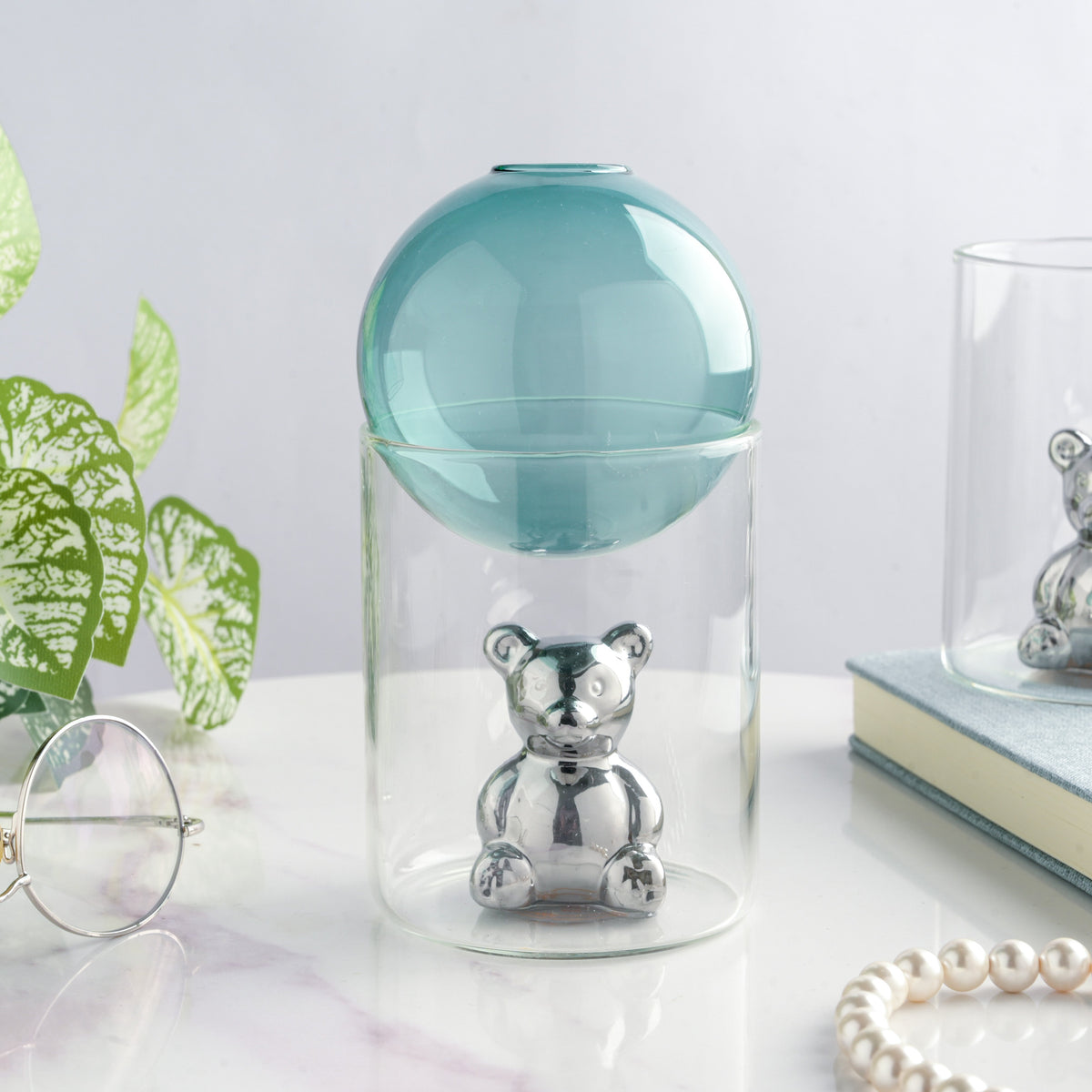 Bear In The Jar Glass Planter Green Nestasia