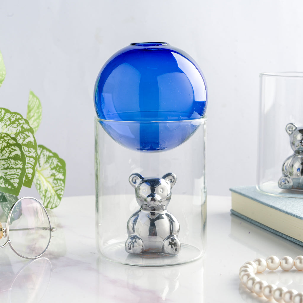 Bear In The Jar Glass Planter Blue Nestasia