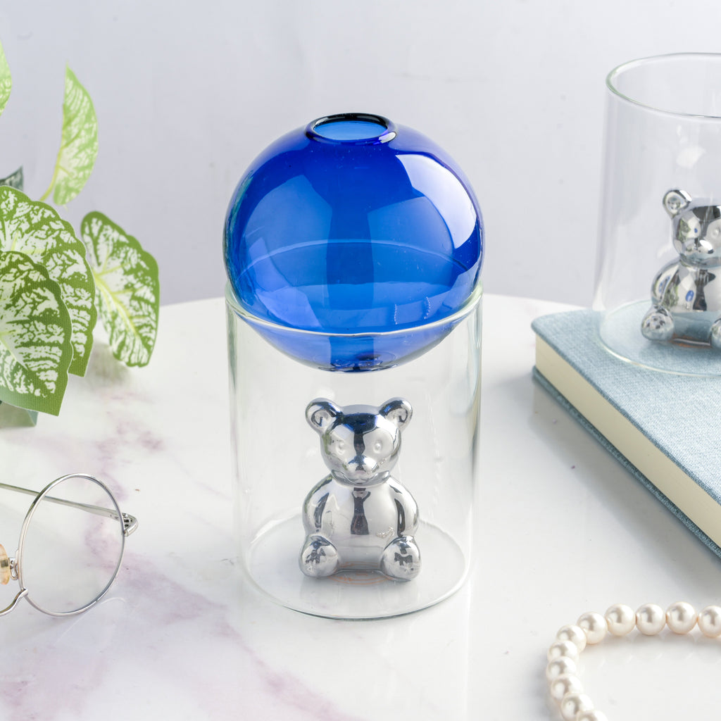 Bear In The Jar Glass Planter Blue Nestasia