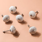 Textured Ceramic Door Knob White Set Of 6 Nestasia
