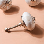 Textured Ceramic Door Knob White Set Of 6 Nestasia