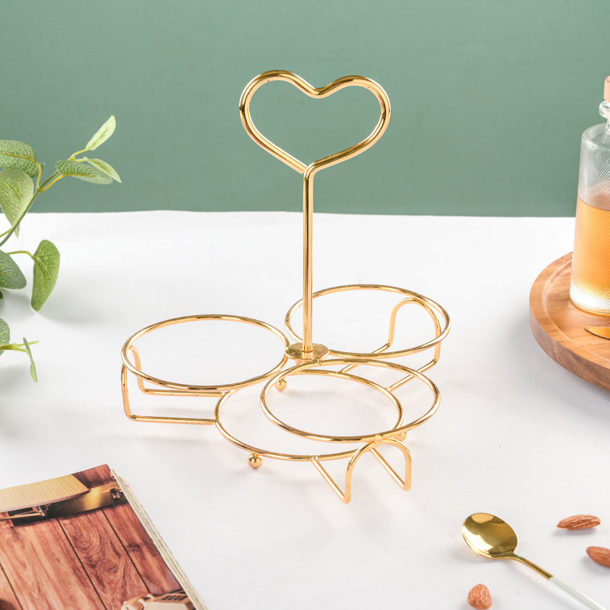 Golden Heart Transparent Jars With Stand Set Of 4 200ml Nestasia