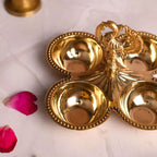 Brass Peacock Design Four Petal Chopra / Pooja Plate (3.5 Inch) Vedansh Craft