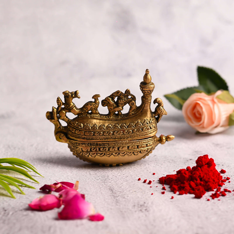 Brass Sindoor/Kumkum Box (3.2 Inch) Vedansh Craft