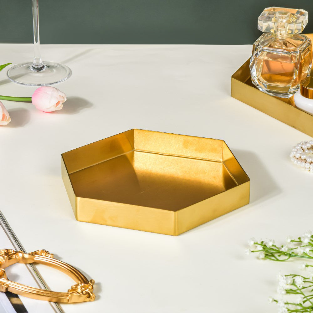 Hexa Decoration Tray Golden Small Nestasia