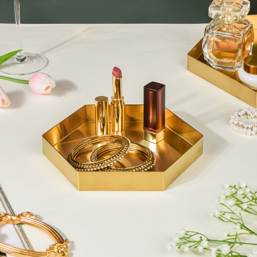 Hexa Decoration Tray Golden Small Nestasia