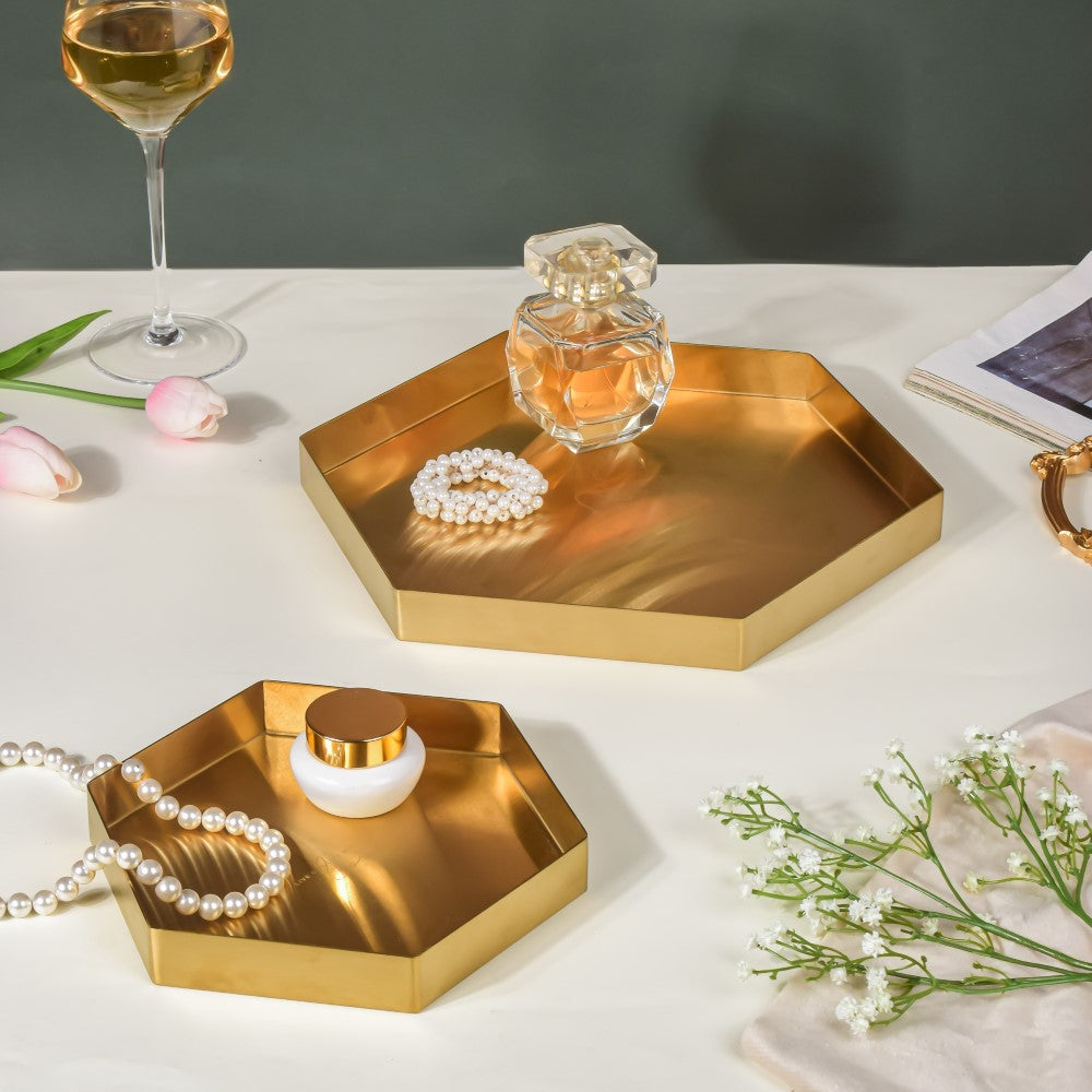 Hexa Decoration Tray Golden Small Nestasia