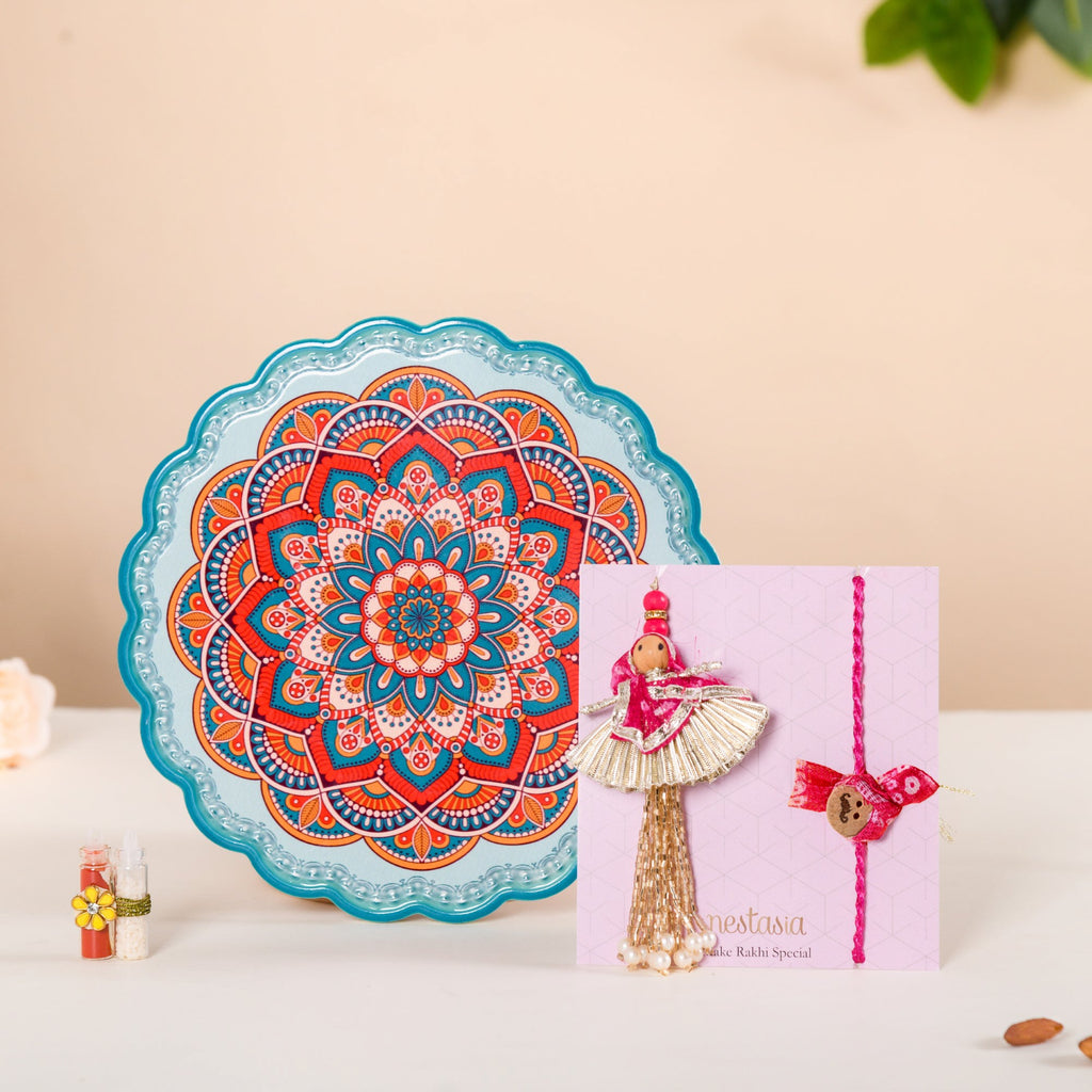 Rakhi With Platter Celebrations Hamper Set Of 4 Nestasia