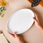 Ivory Ceramic Serving Oval Platter 12 Inch Nestasia
