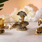 Brass Nandi Shivling with Sheshnaag Lightweight (2.8 Inch) Vedansh Craft