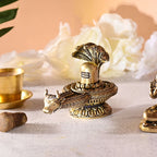 Brass Nandi Shivling with Sheshnaag Lightweight (2.8 Inch) Vedansh Craft