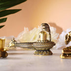 Brass Nandi Shivling with Sheshnaag Lightweight (2.8 Inch) Vedansh Craft