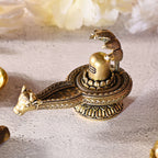 Brass Nandi Shivling with Sheshnaag Lightweight (2.8 Inch) Vedansh Craft
