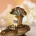 Brass Nandi Shivling with Sheshnaag Lightweight (2.8 Inch) Vedansh Craft