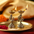 Brass Peacock Lightweight Diya Pair Vedansh Craft