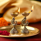 Brass Peacock Lightweight Diya Pair Vedansh Craft