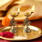 Brass Peacock Lightweight Diya Pair Vedansh Craft