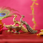 Brass Peacock Lightweight Diya Pair (3.3 Inch) Vedansh Craft