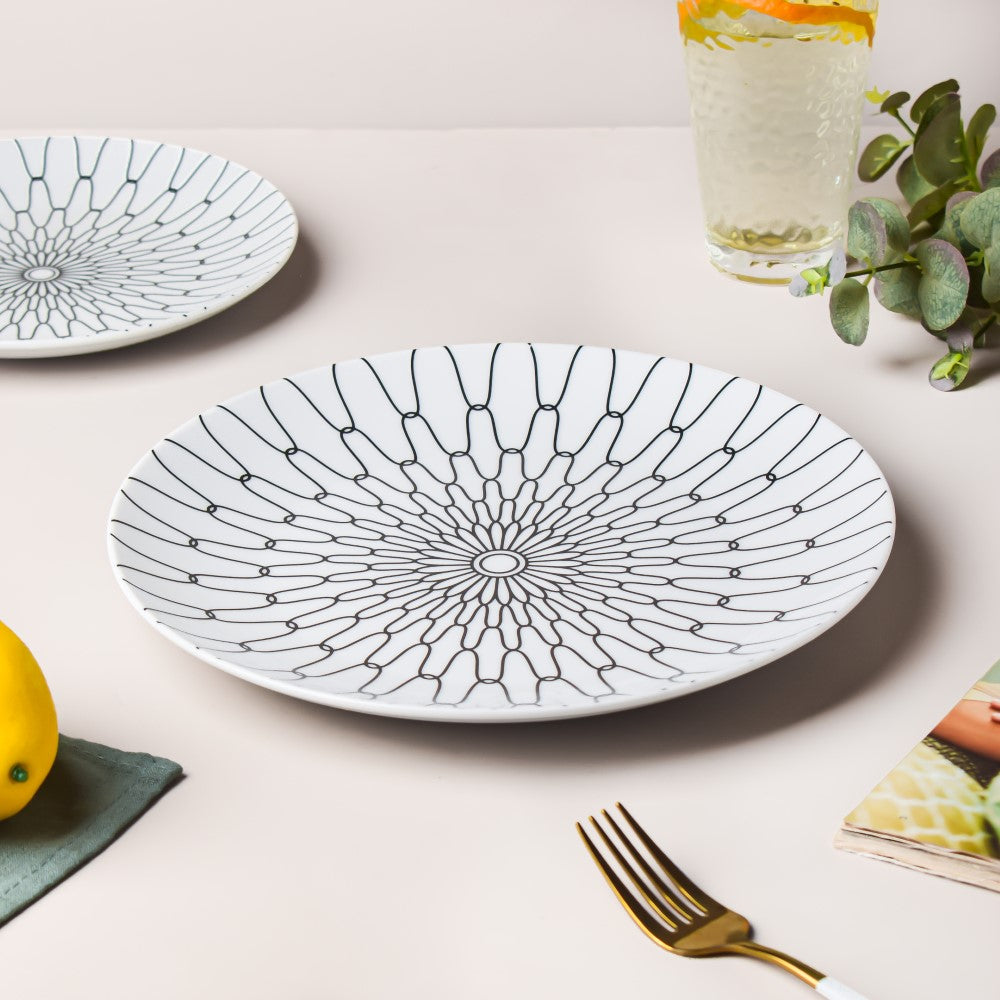 Trellis Gloss Ceramic Dinner Plate White 10 Inch Nestasia