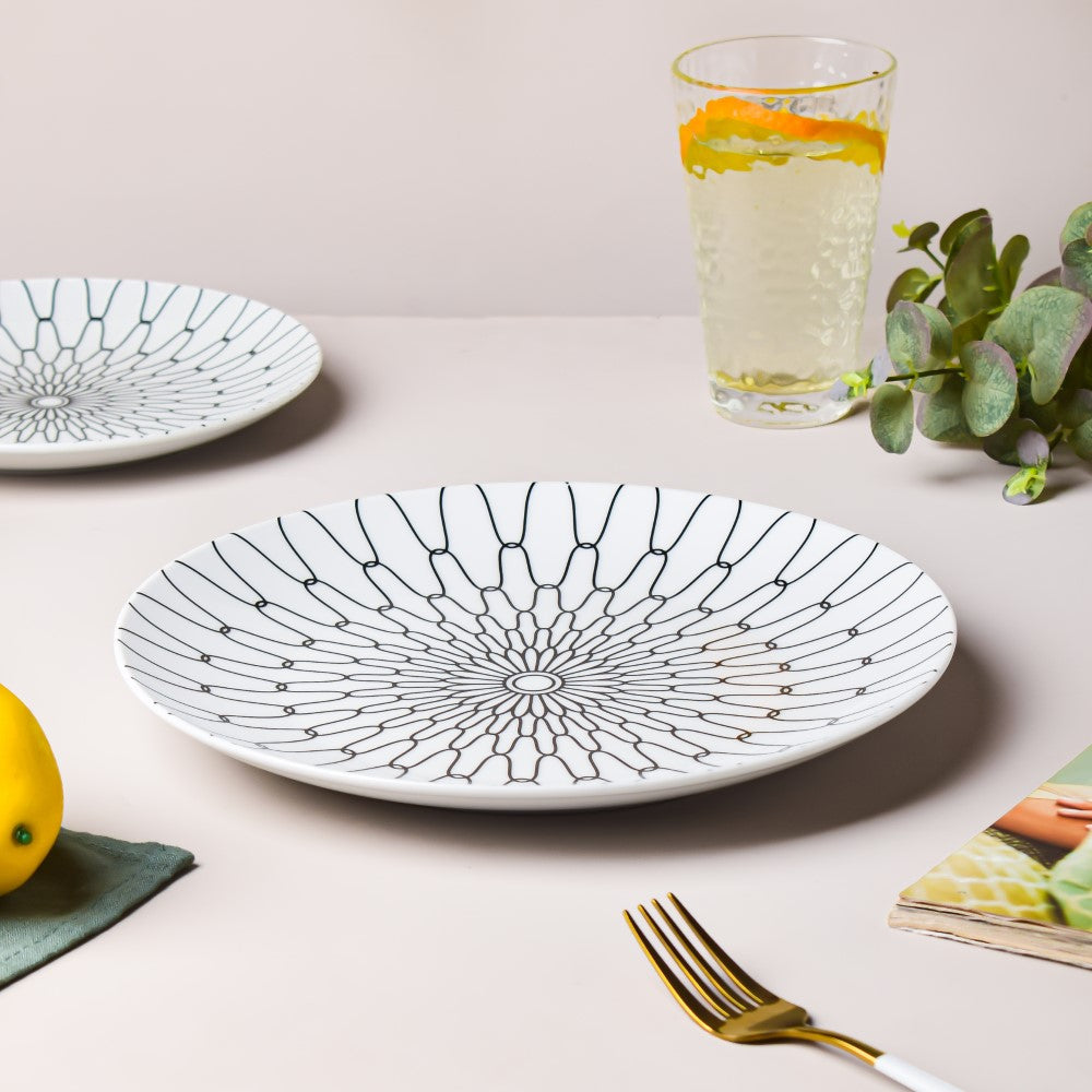 Trellis Gloss Ceramic Dinner Plate White 10 Inch Nestasia
