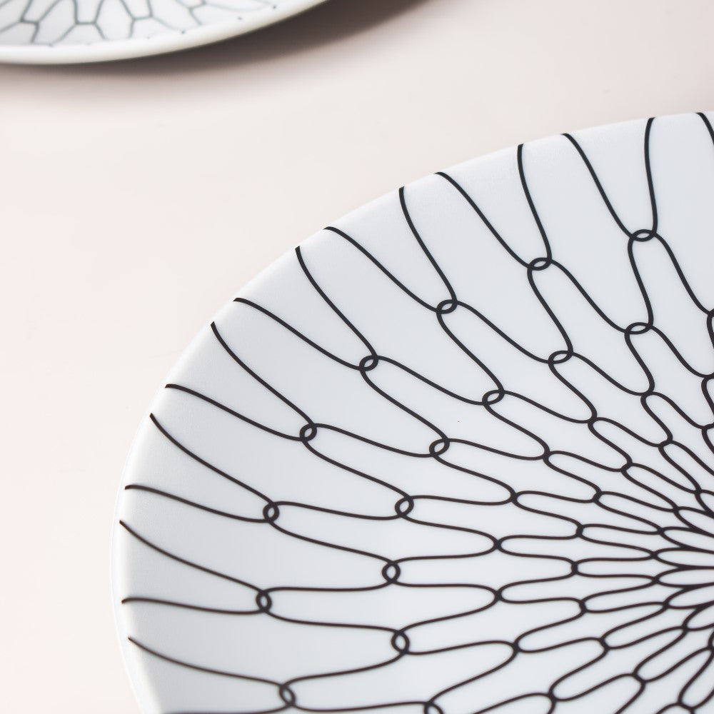 Trellis Gloss Ceramic Dinner Plate White 10 Inch Nestasia