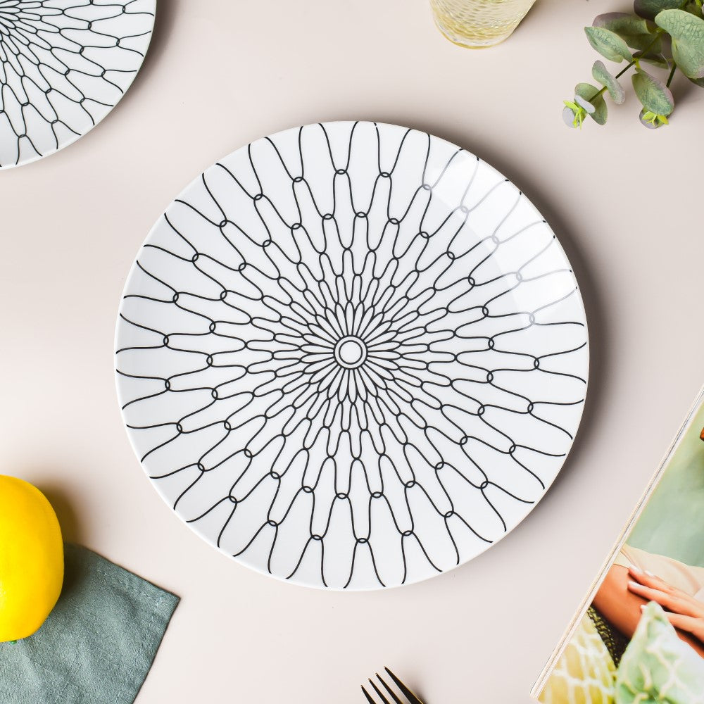 Trellis Gloss Ceramic Dinner Plate White 10 Inch Nestasia