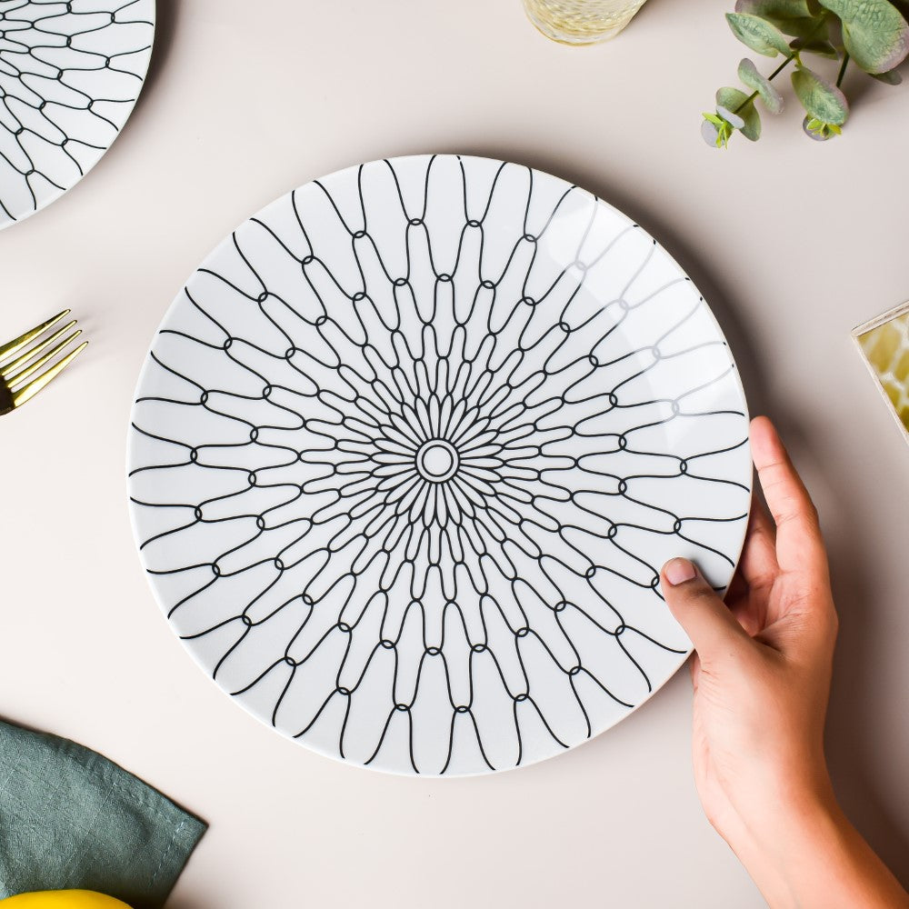Trellis Gloss Ceramic Dinner Plate White 10 Inch Nestasia
