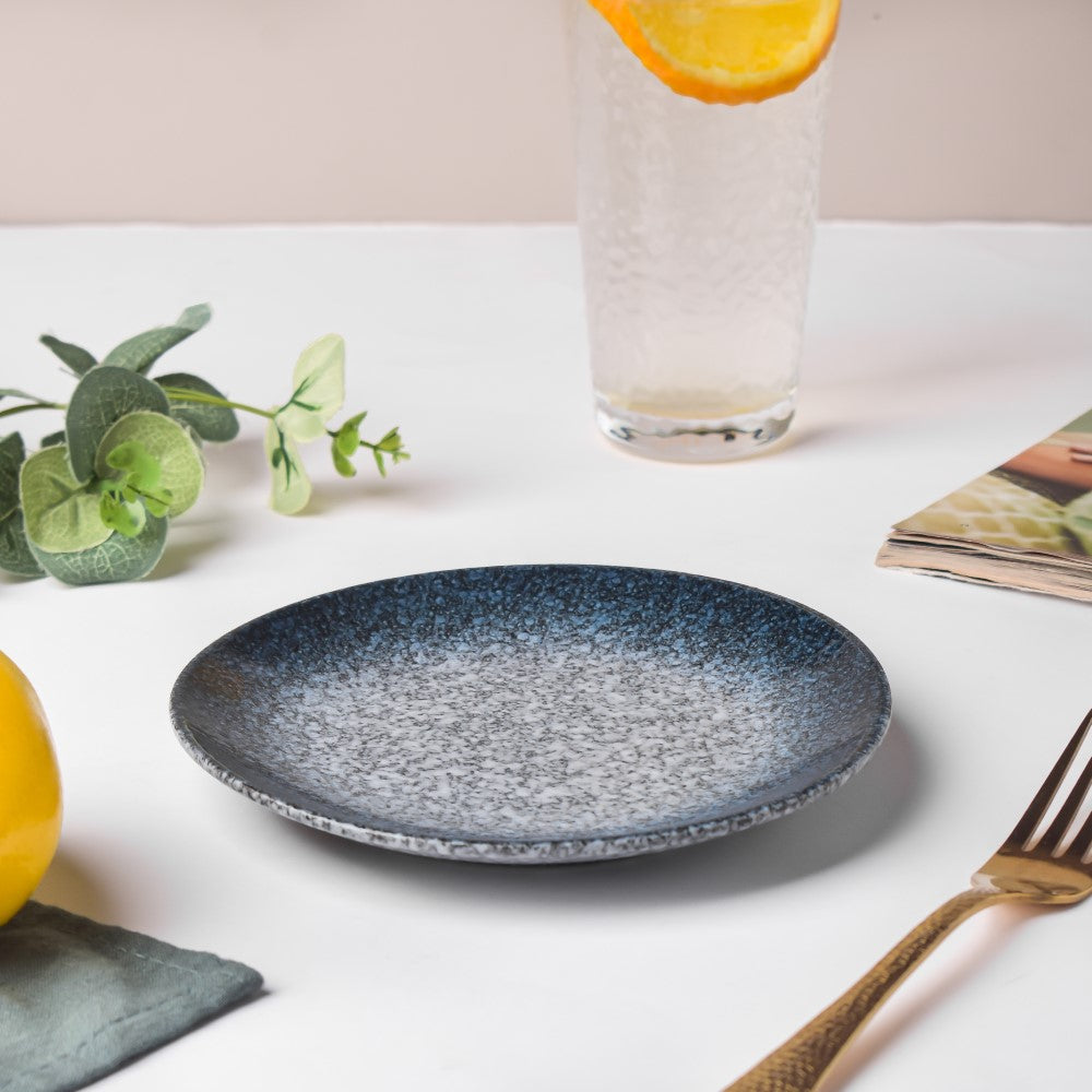 Pebble Glazed Dessert Plate Blue Grey 6 Inch Nestasia