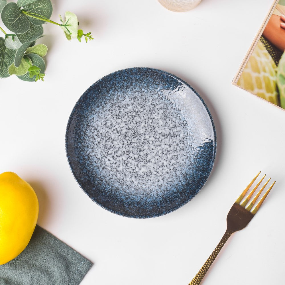 Pebble Glazed Dessert Plate Blue Grey 6 Inch Nestasia