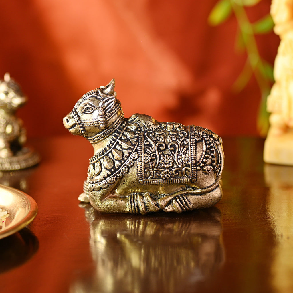 Brass Sitting Nandi Lightweight Idol Vedansh Craft