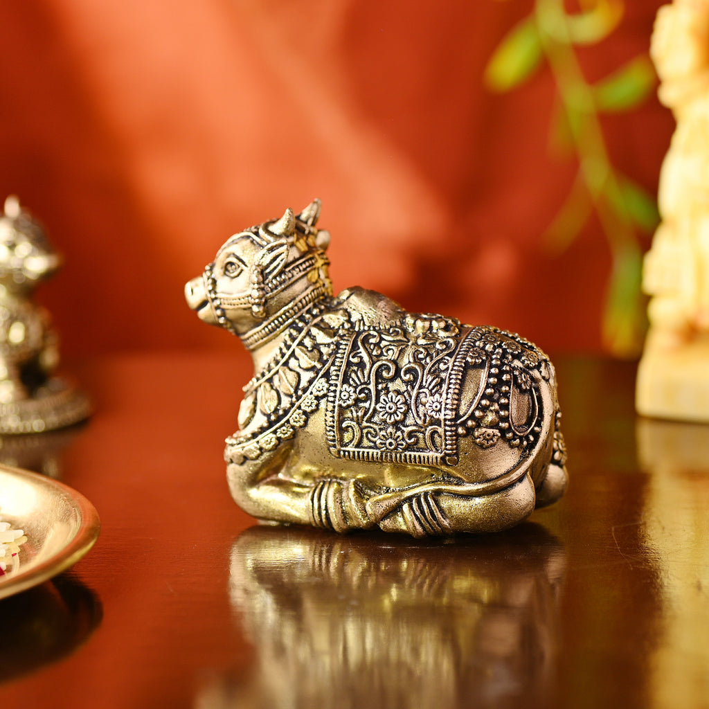 Brass Sitting Nandi Lightweight Idol Vedansh Craft