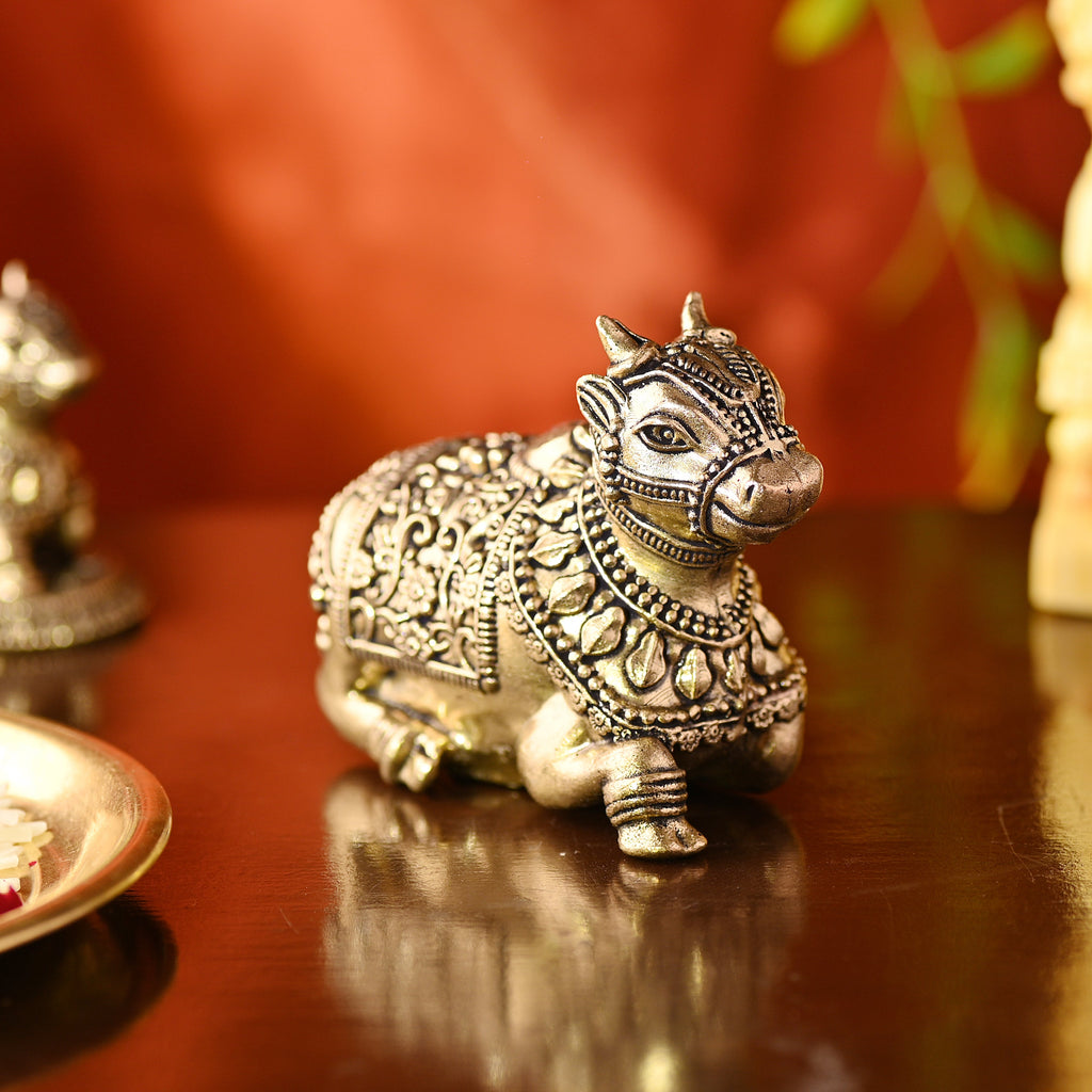 Brass Sitting Nandi Lightweight Idol Vedansh Craft
