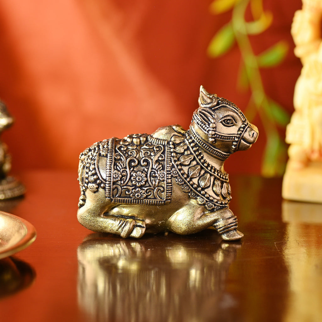 Brass Sitting Nandi Lightweight Idol Vedansh Craft