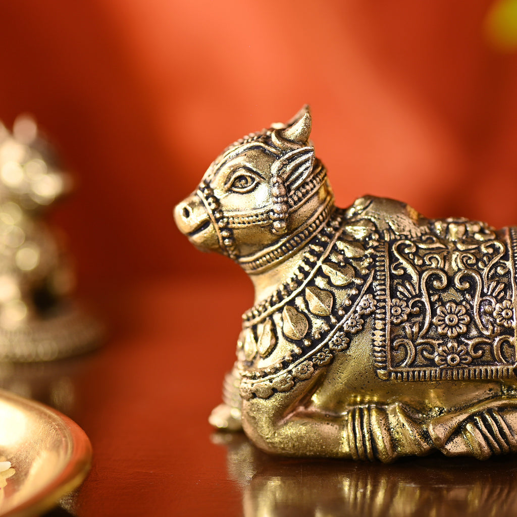 Brass Sitting Nandi Lightweight Idol Vedansh Craft