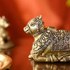 Brass Sitting Nandi Lightweight Idol (2 Inch) Vedansh Craft