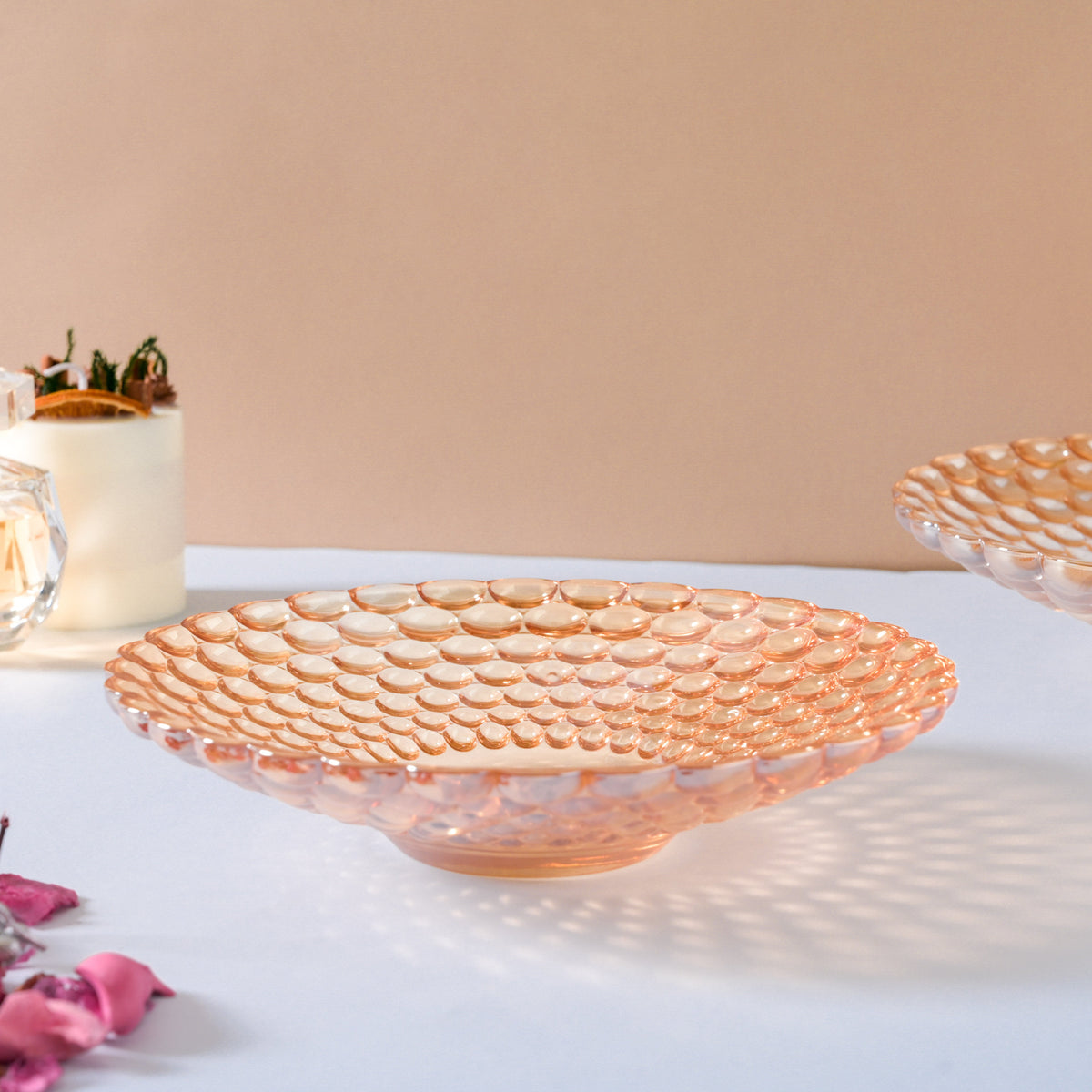 Amber Glass Decorative Fruit Bowl Small Nestasia