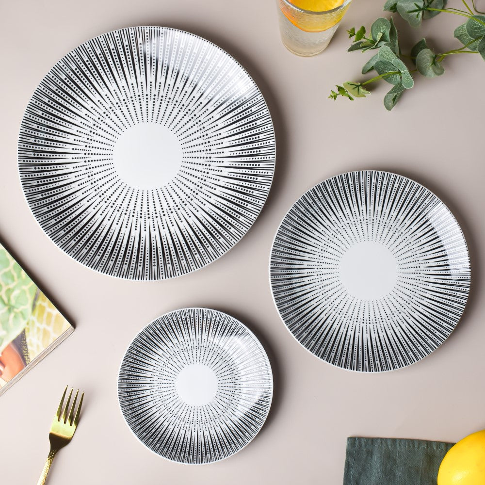 Philocaly Linear Patterned Ceramic Dessert Plate White 6 Inch Nestasia