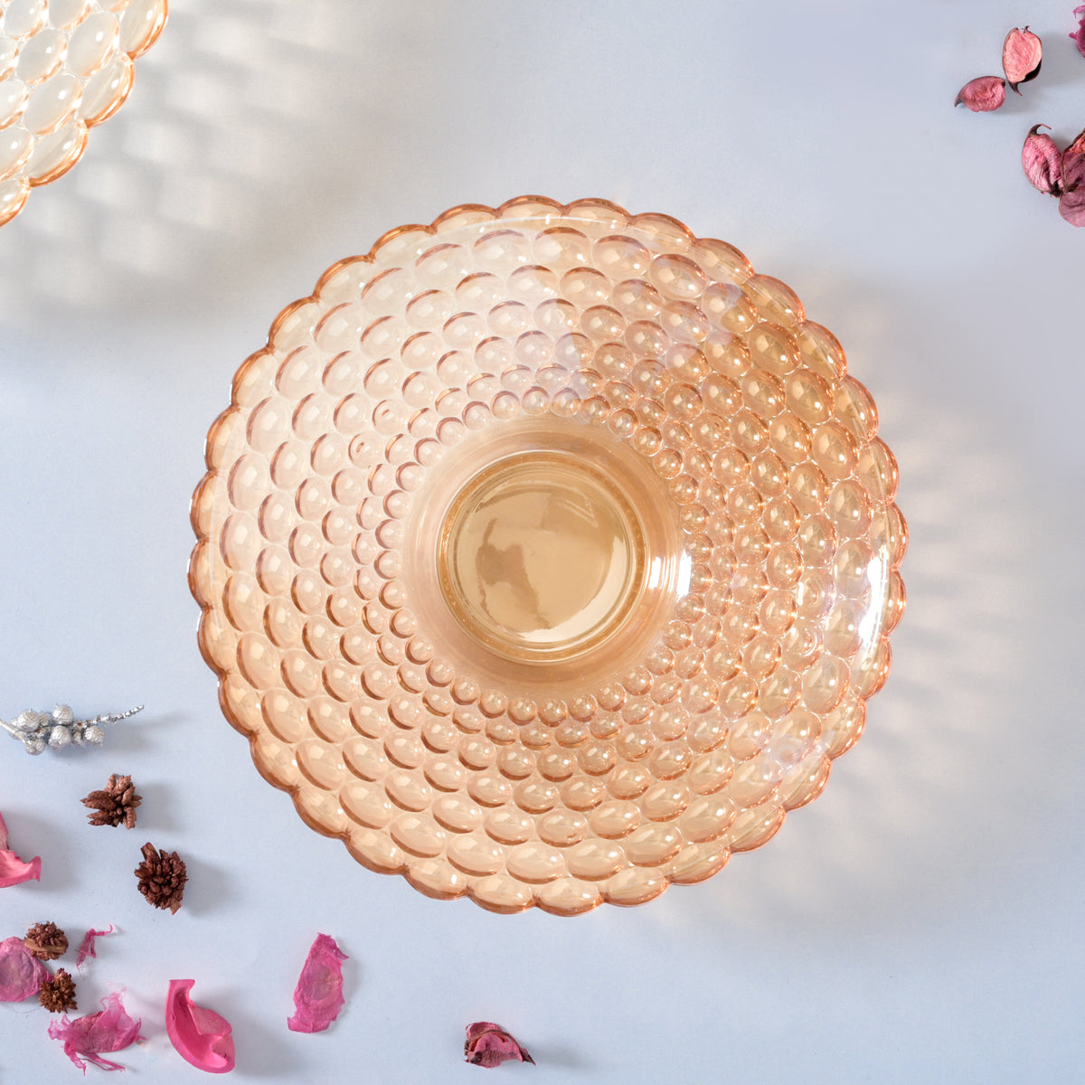 Amber Glass Decorative Fruit Bowl Small Nestasia