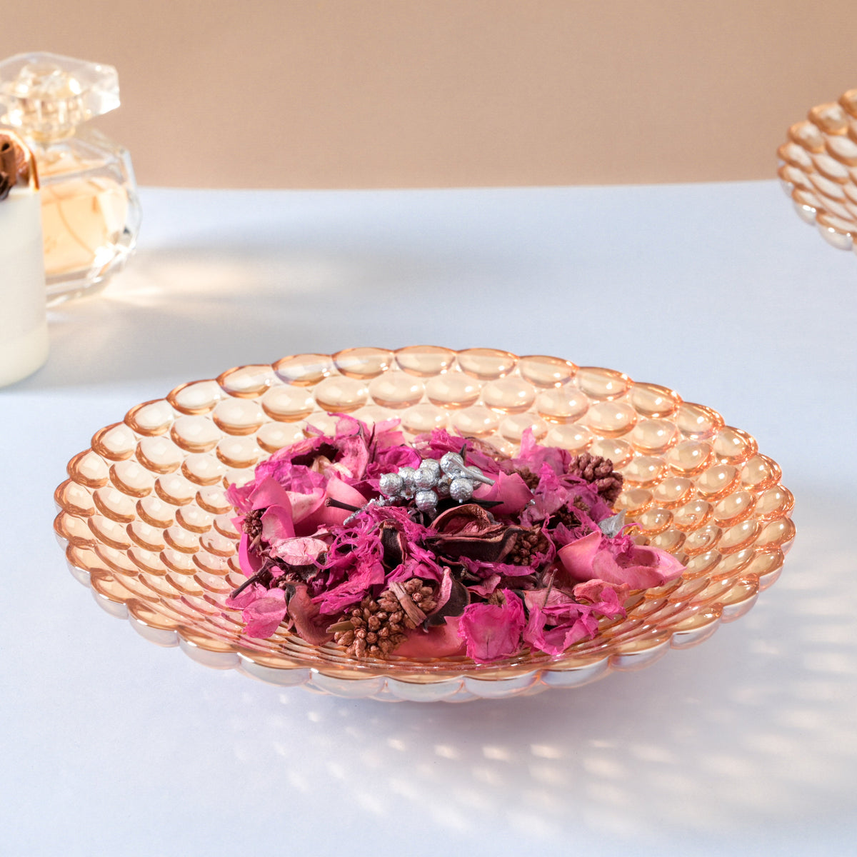 Amber Glass Decorative Fruit Bowl Small Nestasia