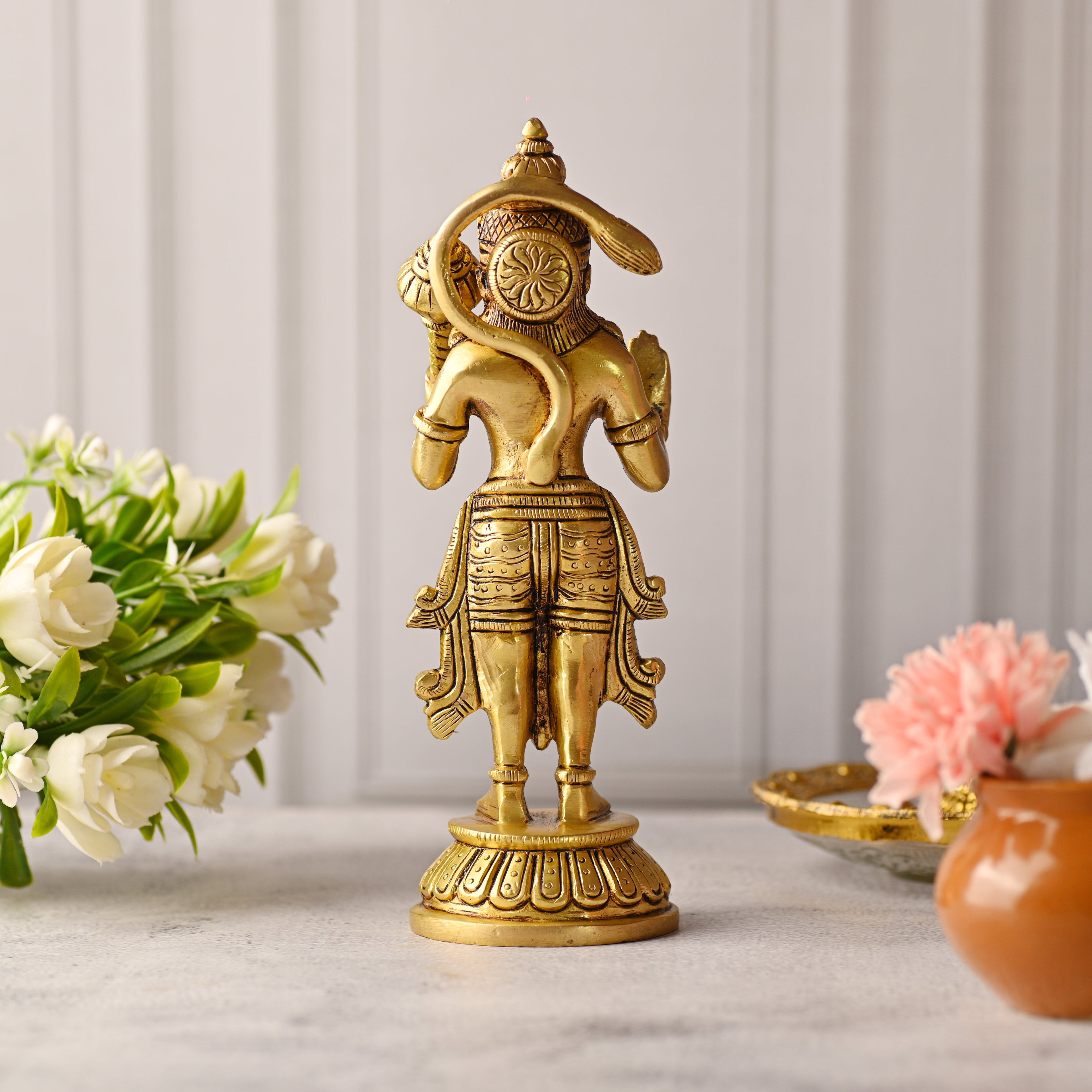Brass Standing Hanuman Idol – Handmade Traditional Brassware (8 Inch) Vedansh Craft