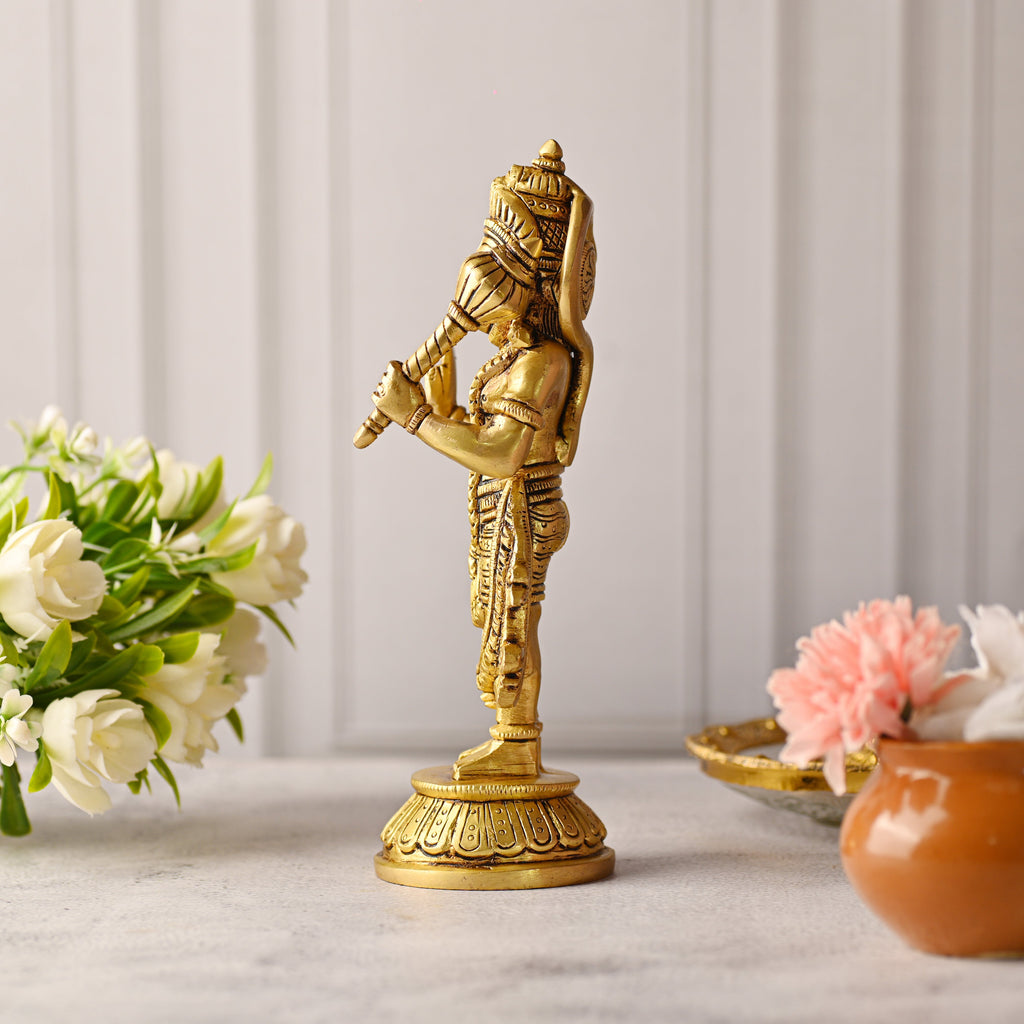 Brass Standing Hanuman Idol – Handmade Traditional Brassware (8 Inch) Vedansh Craft