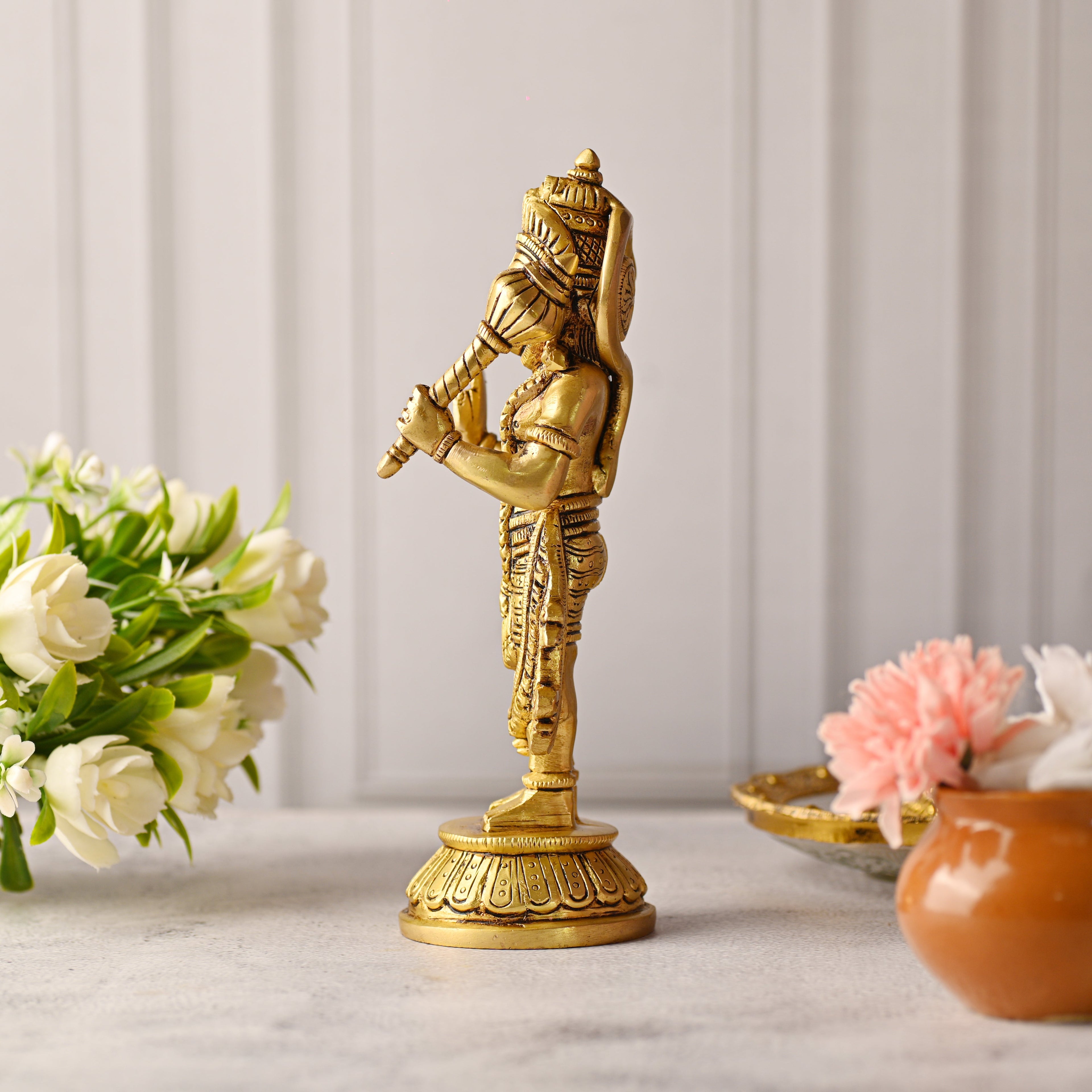 Brass Standing Hanuman Idol – Handmade Traditional Brassware (8 Inch) Vedansh Craft