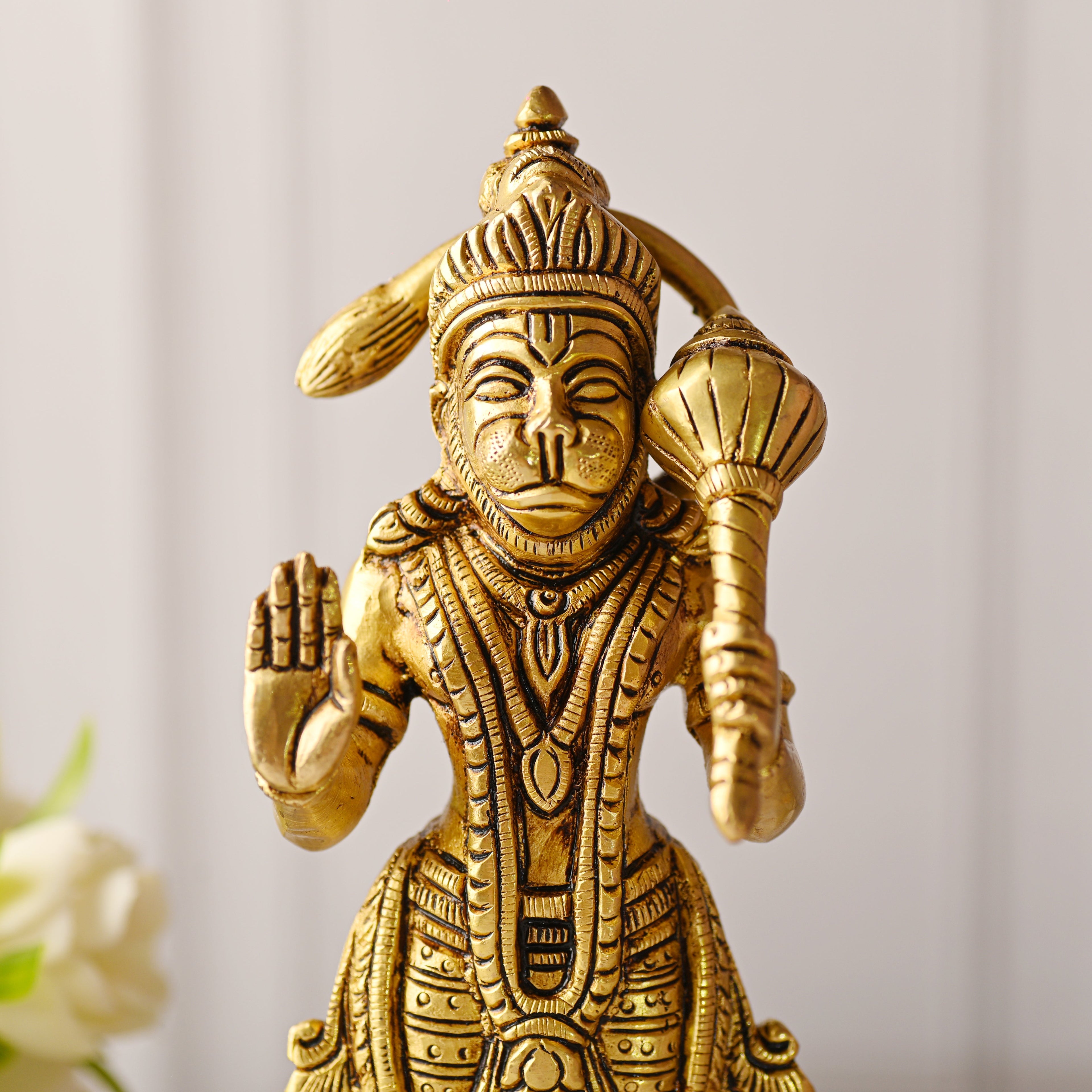 Brass Standing Hanuman Idol – Handmade Traditional Brassware (8 Inch) Vedansh Craft