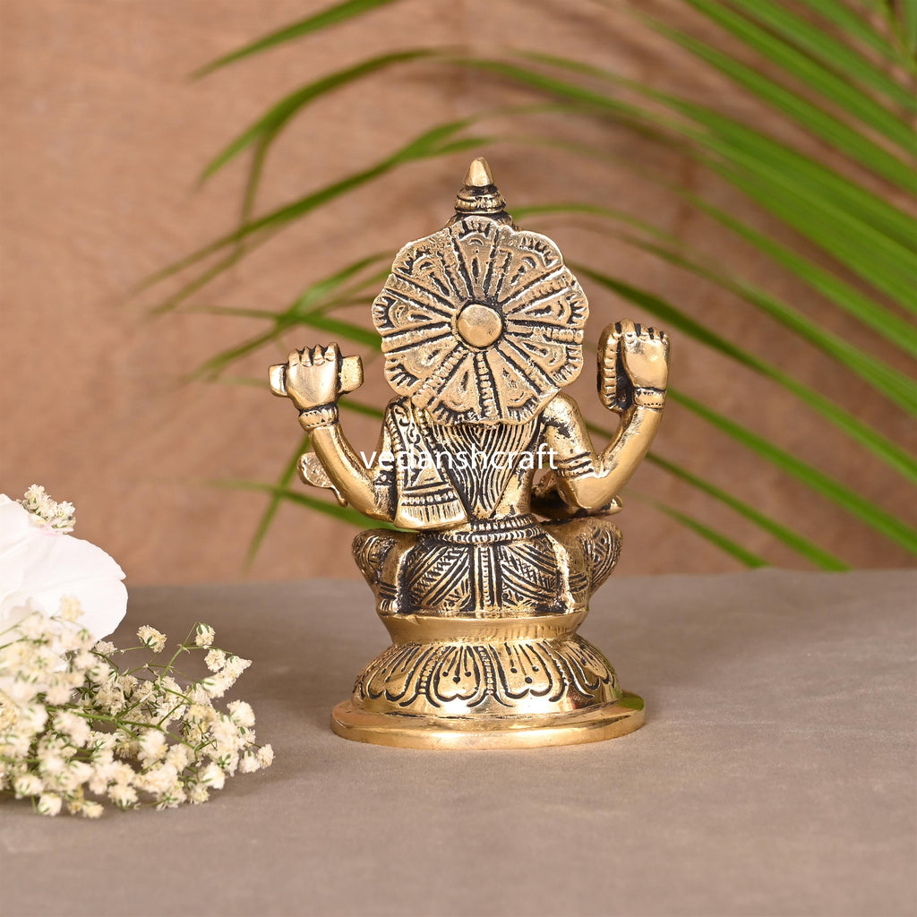 Brass Goddess Sitting Saraswati Idol (4.5 Inch) Vedansh Craft