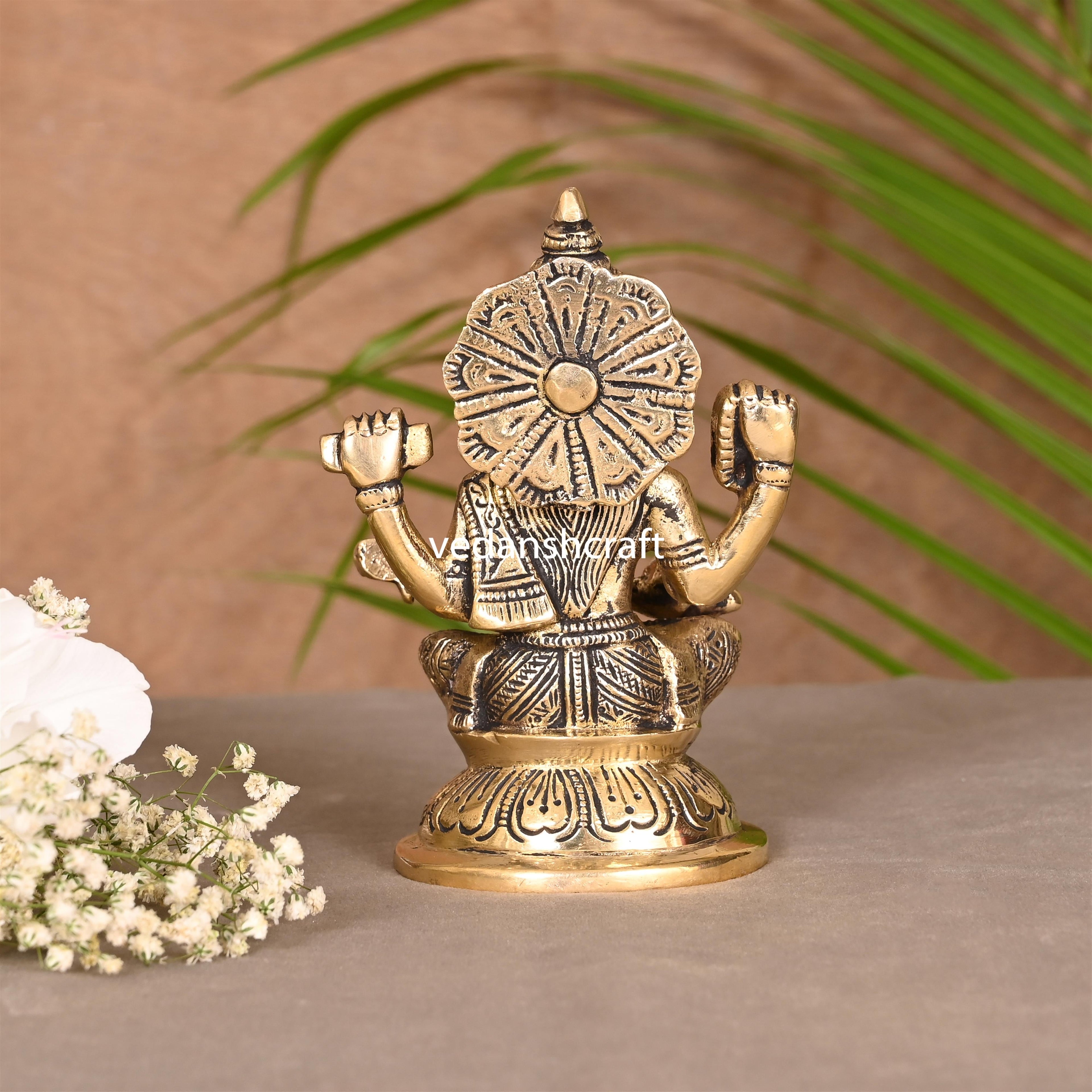 Brass Goddess Sitting Saraswati Idol (4.5 Inch) Vedansh Craft