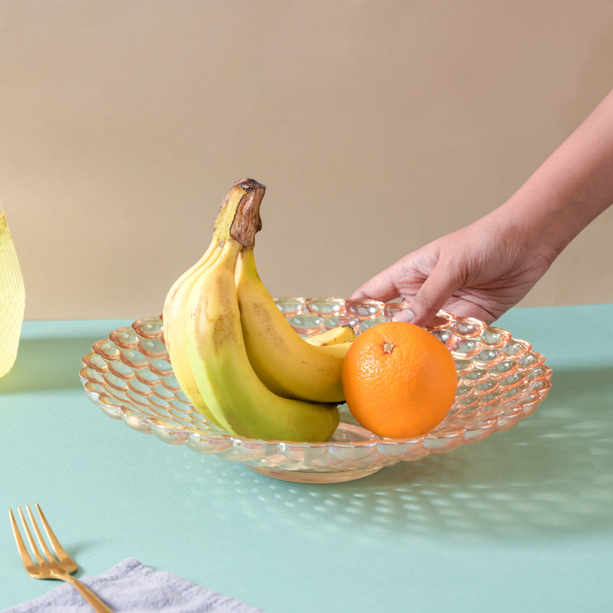 Amber Glass Decorative Fruit Bowl Nestasia