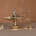 Brass Peacock Panch Aarti With Handle (7.5 Inch) Vedansh Craft