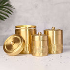 Brass Half Hammered Storage Jars with Lids (Set of 3) Vedansh Craft