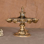Brass Peacock Panch Aarti With Handle (7.5 Inch) Vedansh Craft